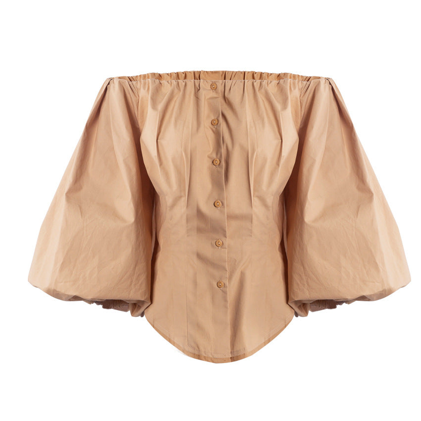 Designed Cotton Lantern Sleeves Women Shirts