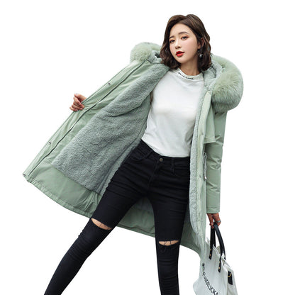 Fashion Women's Cotton-padded Medium Length Large Fur Collar Jacket Overcoats