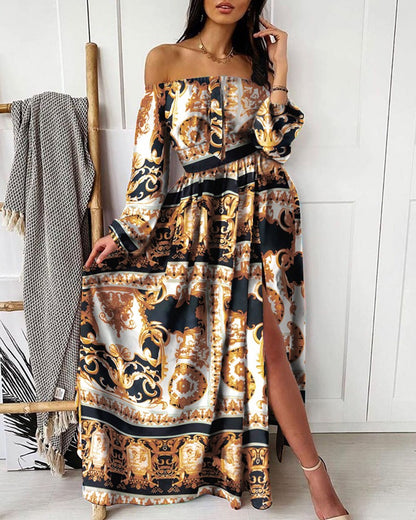 Vintage V Neck Long Sleeves Dresses