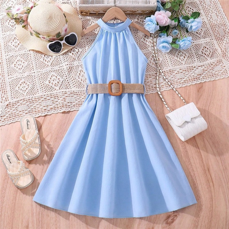 Solid Color Stylish Off-Shoulder Sleeveless Dress