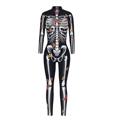 Halloween 3d Skeleton Long Sleeves Cosplay Costumes Jumpsuits