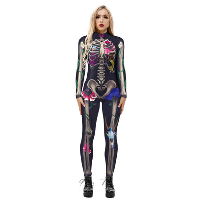 Halloween 3d Skeleton Long Sleeves Cosplay Costumes Jumpsuits