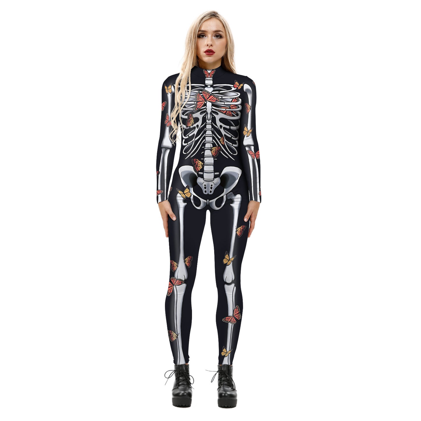 Halloween 3d Skeleton Long Sleeves Cosplay Costumes Jumpsuits