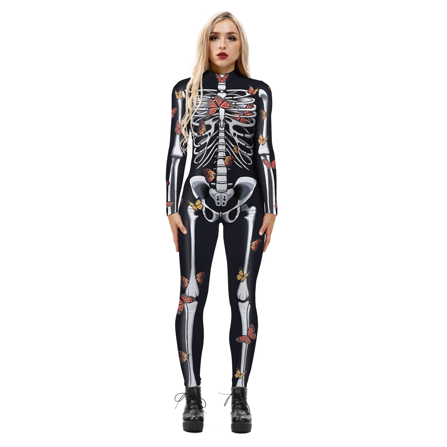 Halloween 3d Skeleton Long Sleeves Cosplay Costumes Jumpsuits