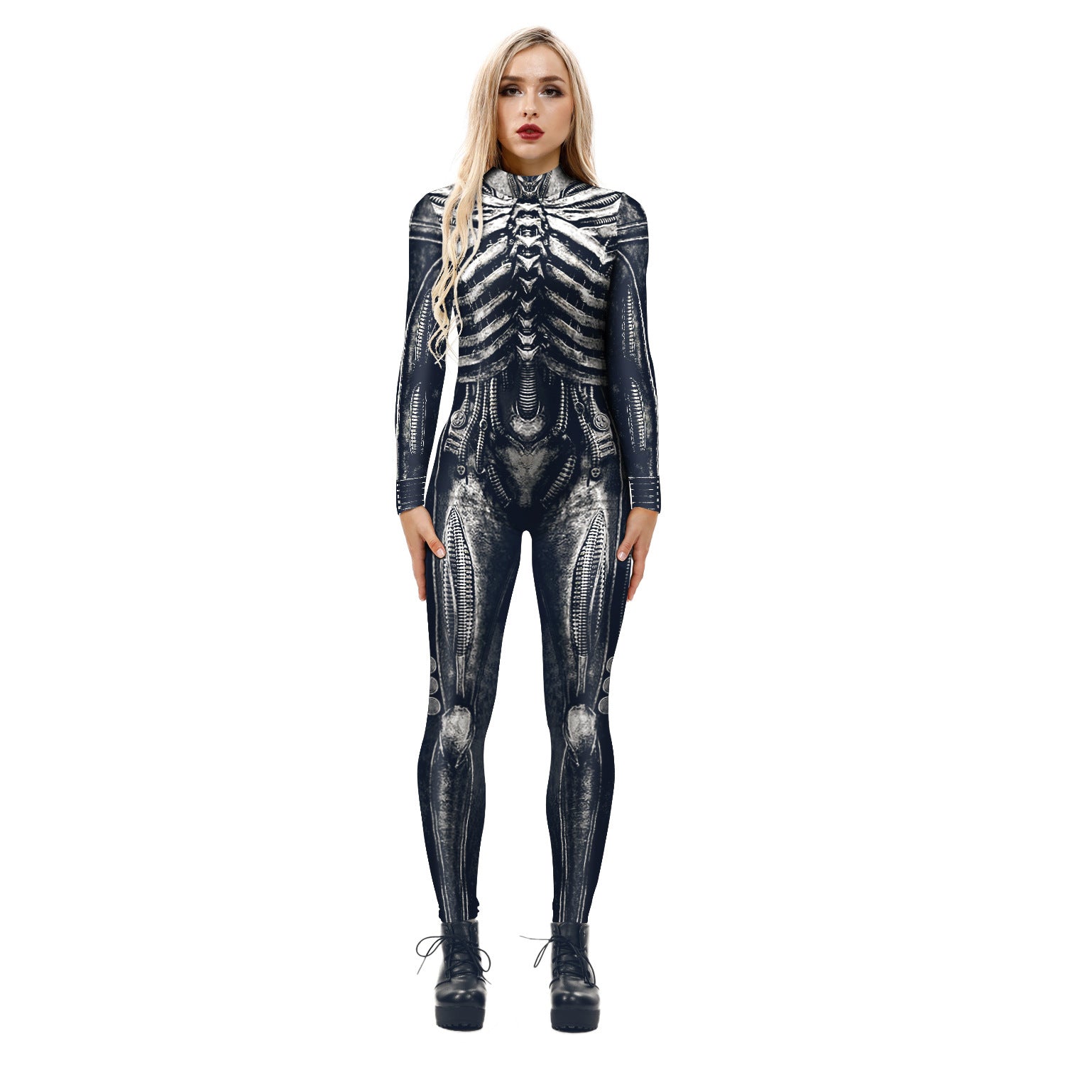 Halloween 3d Skeleton Long Sleeves Cosplay Costumes Jumpsuits