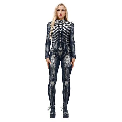 Halloween 3d Skeleton Long Sleeves Cosplay Costumes Jumpsuits