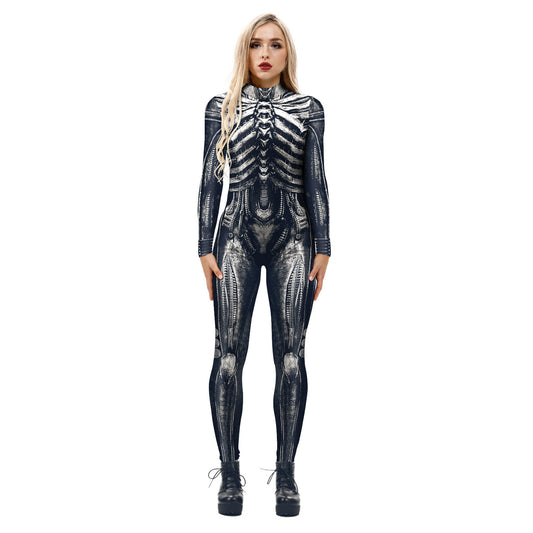 Halloween 3d Skeleton Long Sleeves Cosplay Costumes Jumpsuits