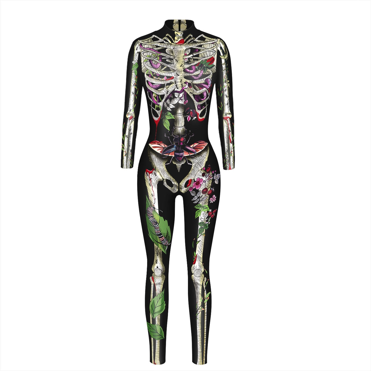 Halloween 3d Skeleton Long Sleeves Cosplay Costumes Jumpsuits