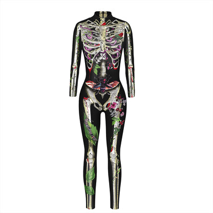 Halloween 3d Skeleton Long Sleeves Cosplay Costumes Jumpsuits