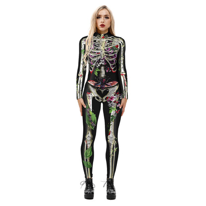 Halloween 3d Skeleton Long Sleeves Cosplay Costumes Jumpsuits