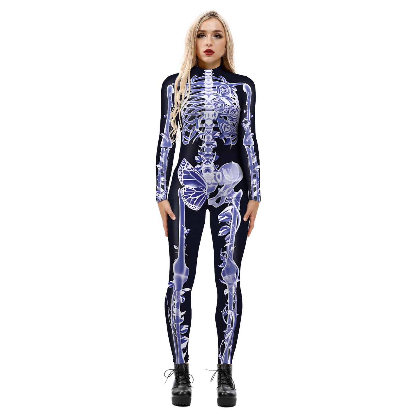 Halloween 3d Skeleton Long Sleeves Cosplay Costumes Jumpsuits