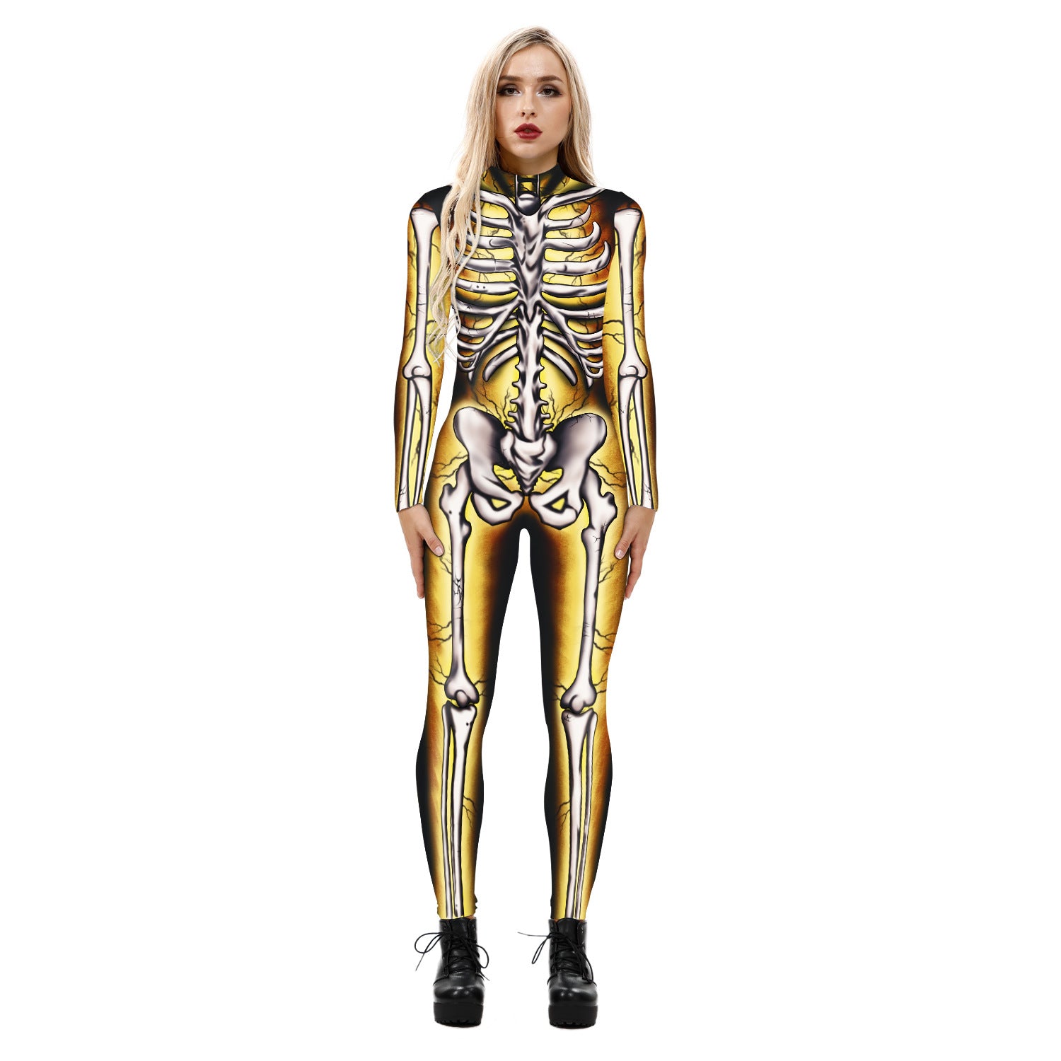 Halloween 3d Skeleton Long Sleeves Cosplay Costumes Jumpsuits