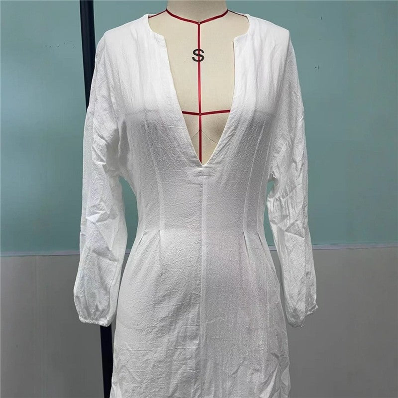 Deep V Neck Sleeveless Waist Short Dress