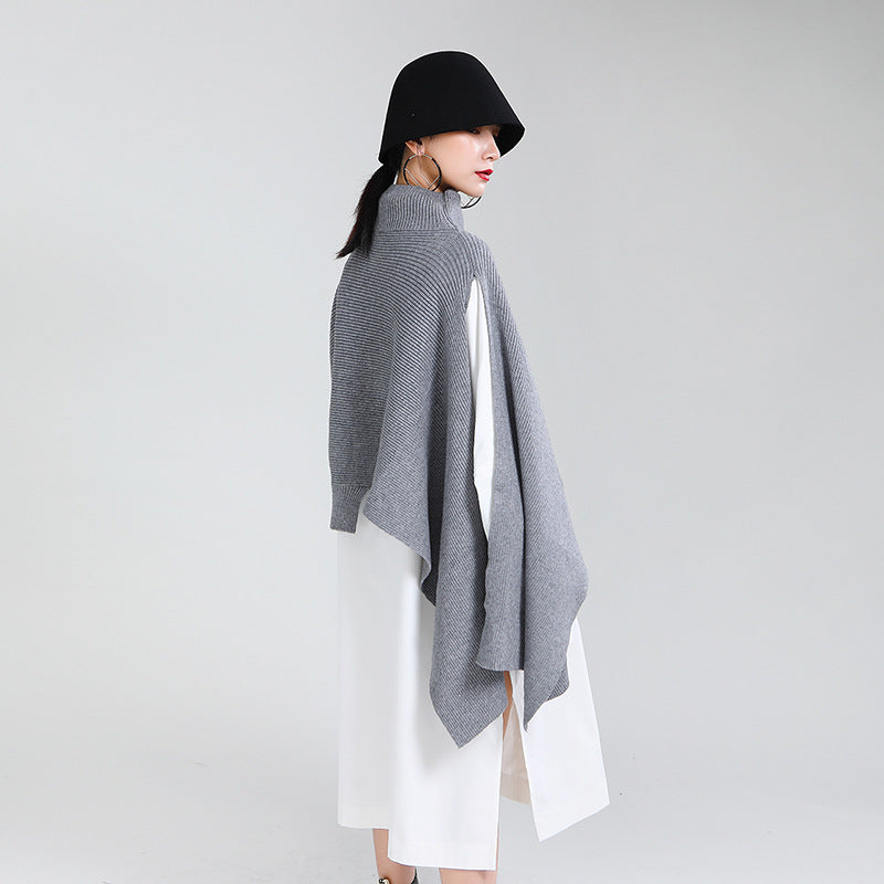Designed Batwing Pullover Irregular Knitted Sweaters