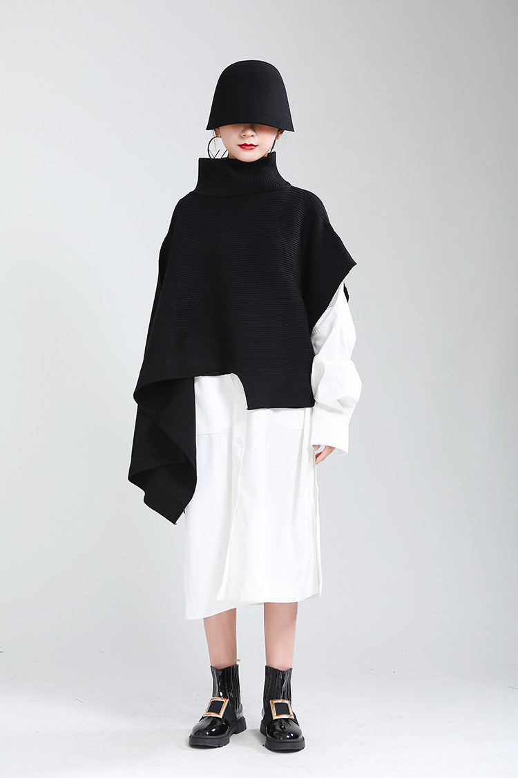 Designed Batwing Pullover Irregular Knitted Sweaters