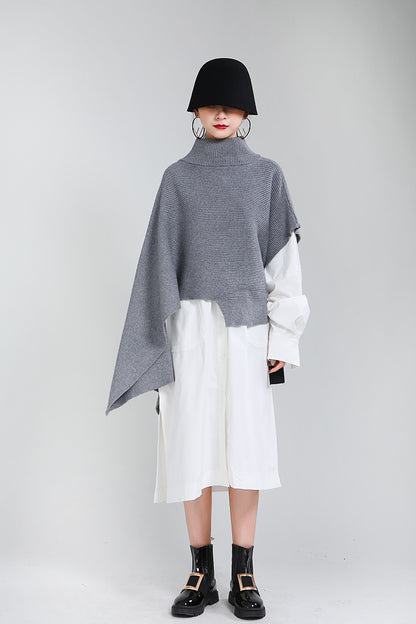 Designed Batwing Pullover Irregular Knitted Sweaters