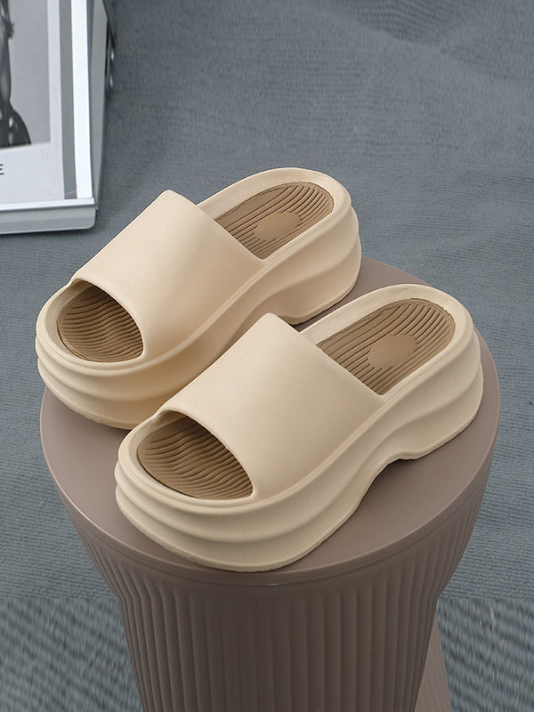 Height Increasing Contrast Color Non-Slip Striped Sandals