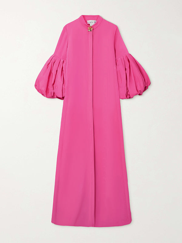 Loose Flower Shape Solid Color Stand Collar Evening Dresses Maxi Dresses