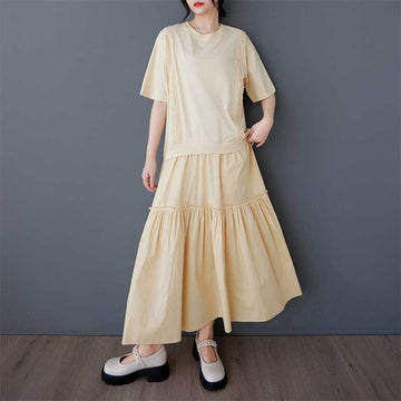 Lace Pleated Patchwork Midi Dress - Set Of 2