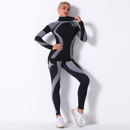 Fashion Striped Knitted Sports Suits for Women