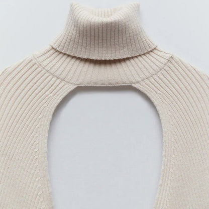 Fashion High Neck Knitted Designed Sweaters