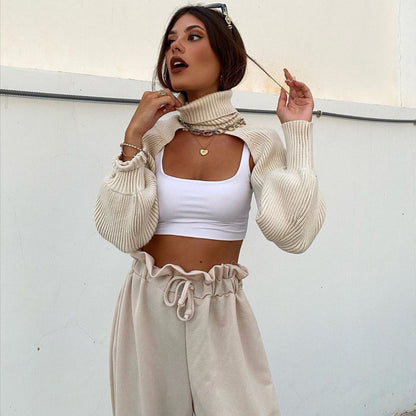 Fashion High Neck Knitted Designed Sweaters