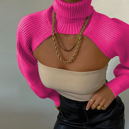 Fashion High Neck Knitted Designed Sweaters