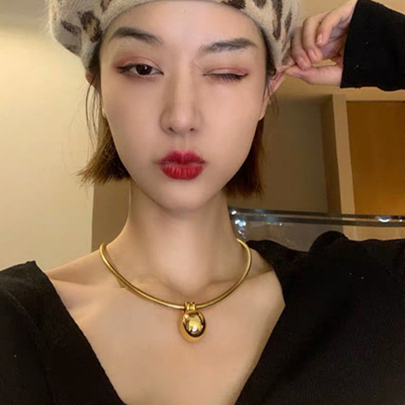Designed Stainless Steel Short Necklace