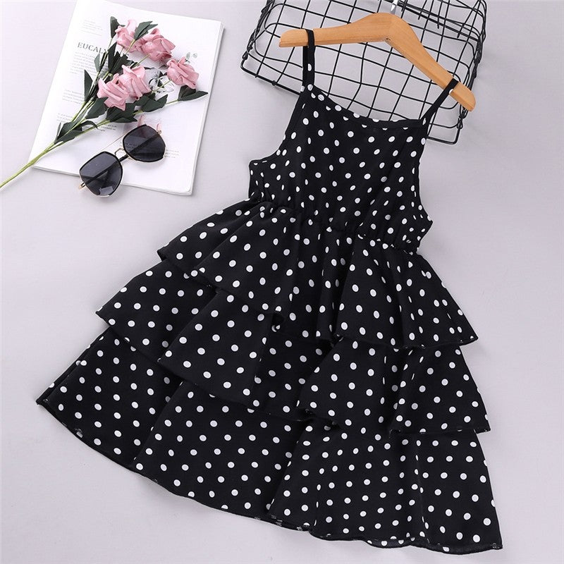Girl's Chic Polka Dot Halter Dress
