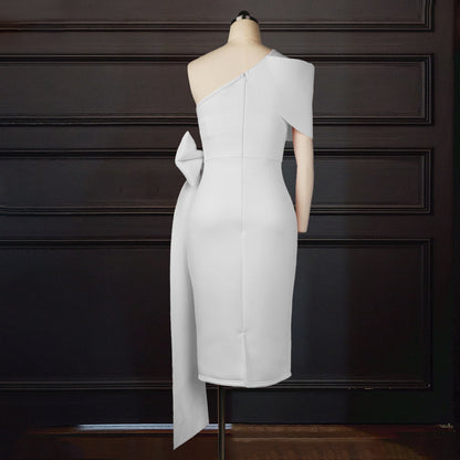 Sexy One Shoulder Bowknot Sheath Party Dresses