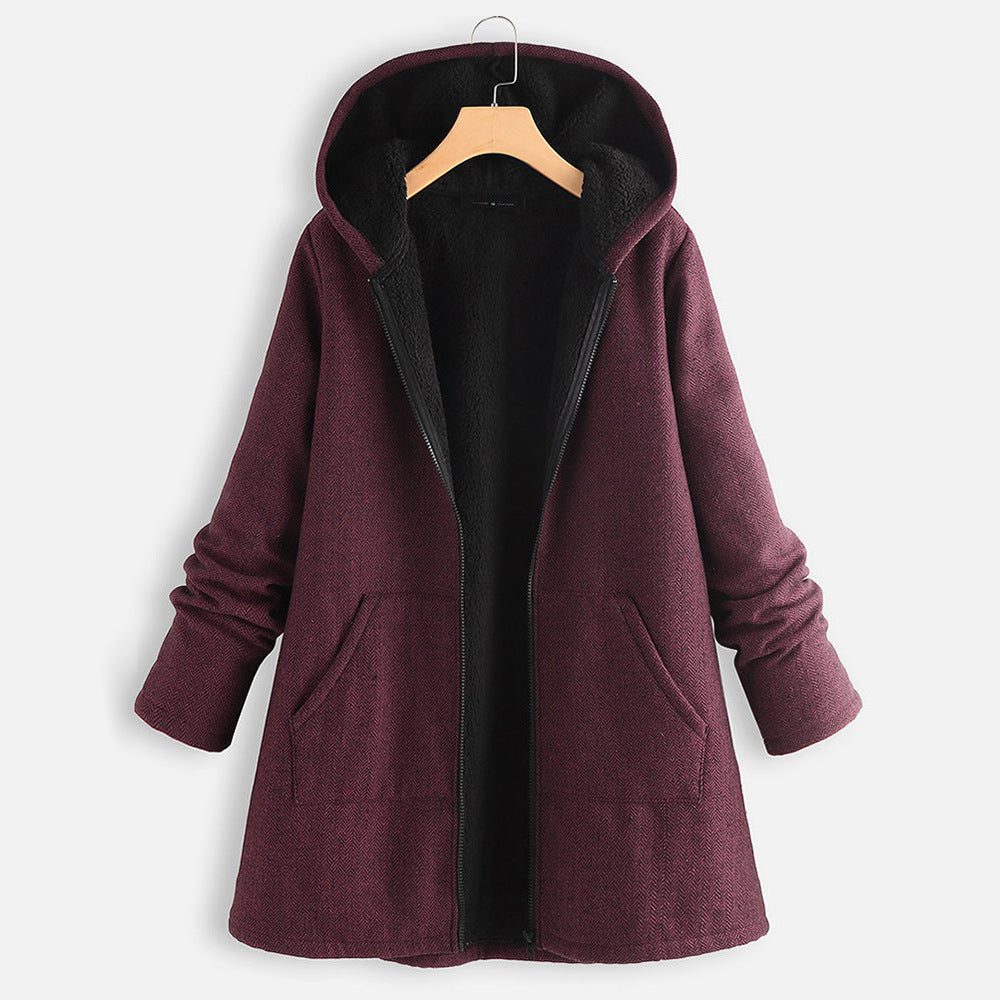 Casual Cotton Velvet Plus Sizes Hoodies Coats