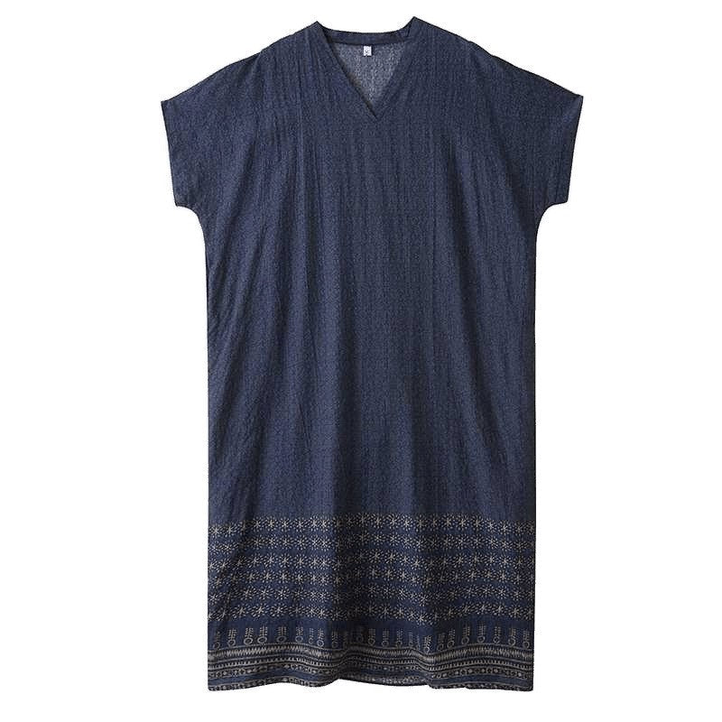 V Neck Printed Loose Long Dress