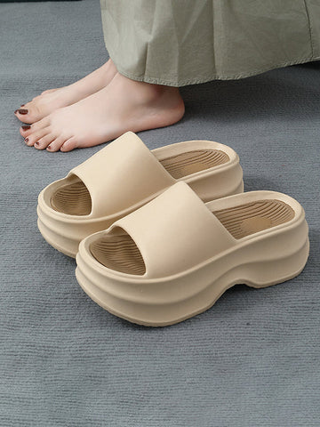 Height Increasing Contrast Color Non-Slip Striped Sandals