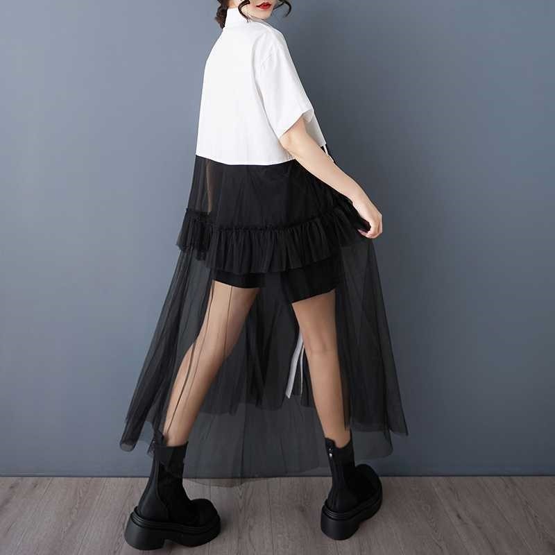 Sheer Pleated Faux Two-Piece Fashion Dress