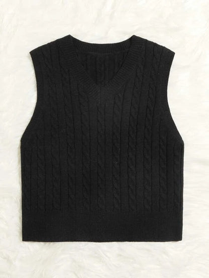 Casual V Neck Sleeveless Knitted Vest