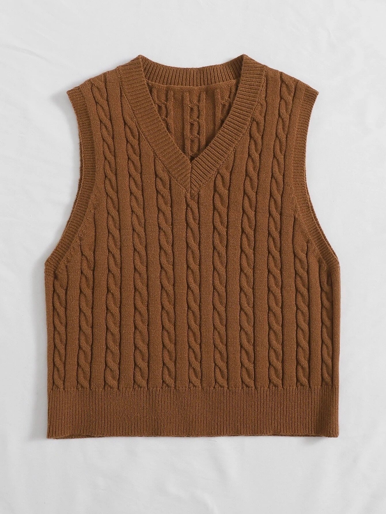 Casual V Neck Sleeveless Knitted Vest