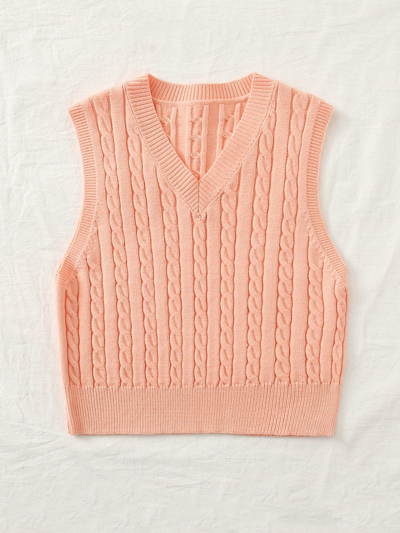 Casual V Neck Sleeveless Knitted Vest