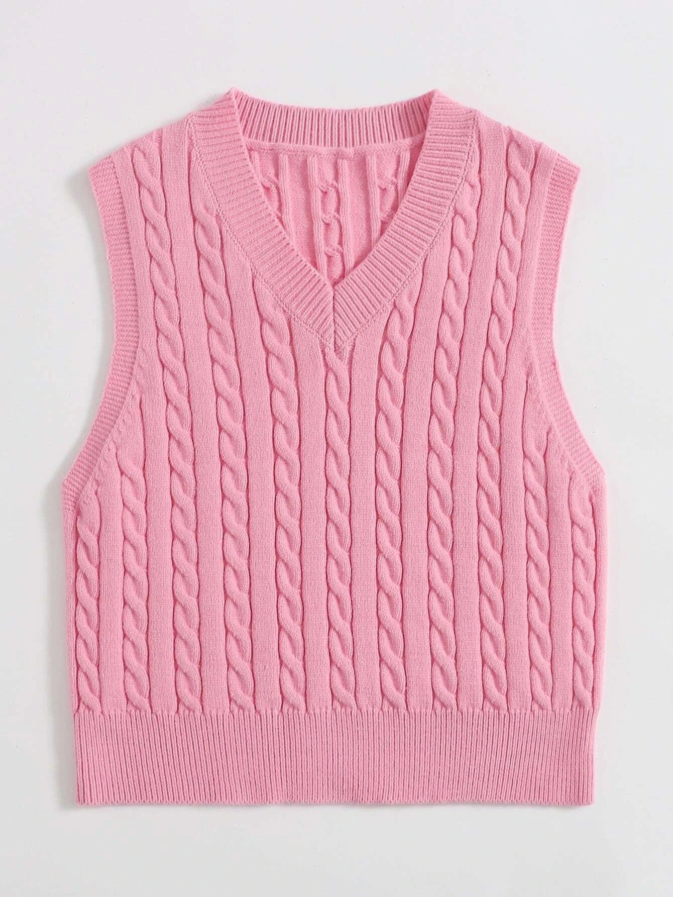 Casual V Neck Sleeveless Knitted Vest