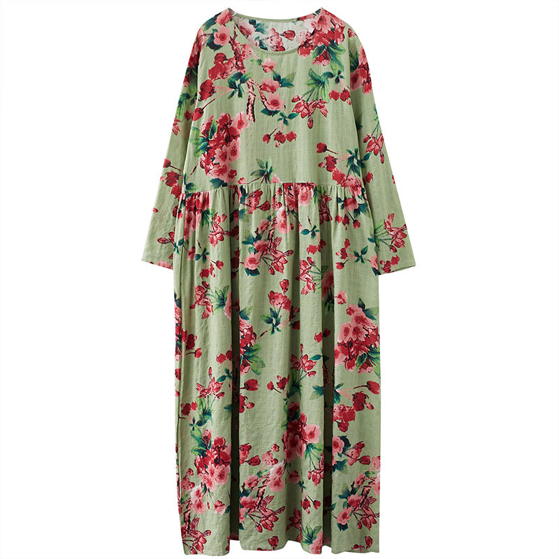Vintage Linen Long Sleeves Spring Dresses