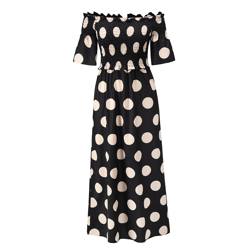 Casual Off The Shoulder Dot Print Long Maxi Dresses