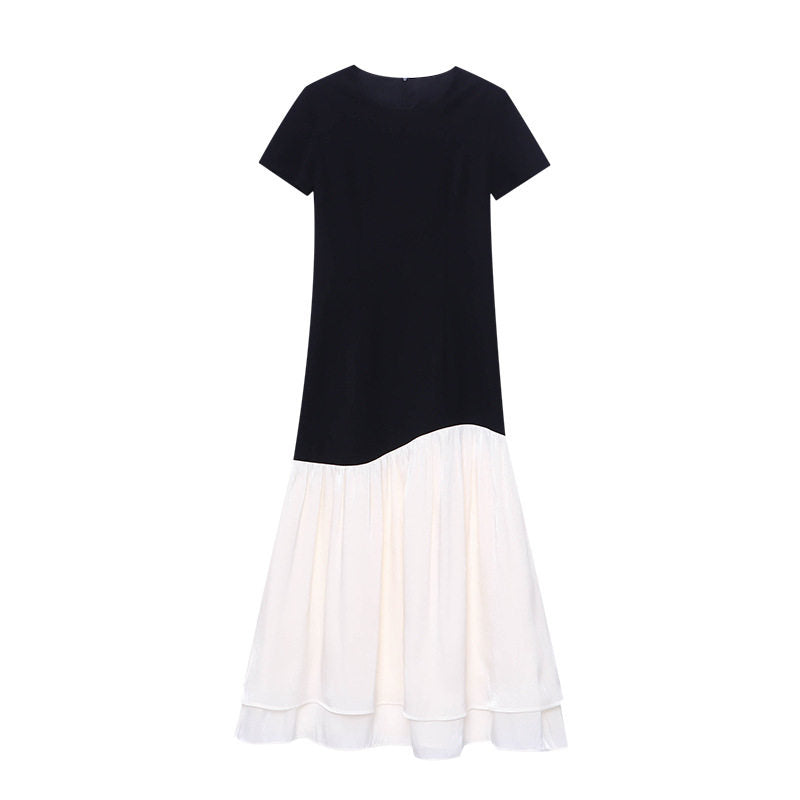 Irregular Color Blocked Waist Dress