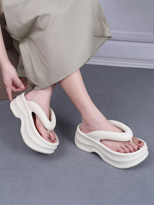 Height Increasing Contrast Color Non-Slip Flip Flops Sandals