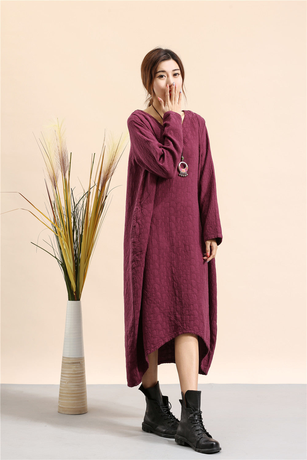 Elegant Linen Plus Sizes Pullover Spring Dresses