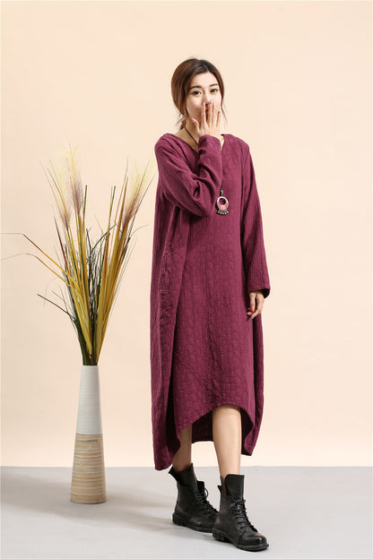 Elegant Linen Plus Sizes Pullover Spring Dresses