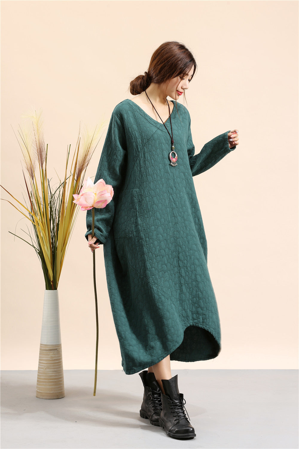 Elegant Linen Plus Sizes Pullover Spring Dresses