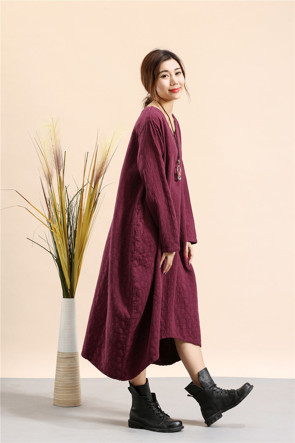 Elegant Linen Plus Sizes Pullover Spring Dresses