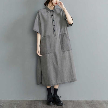 Split Hem Denim Dress