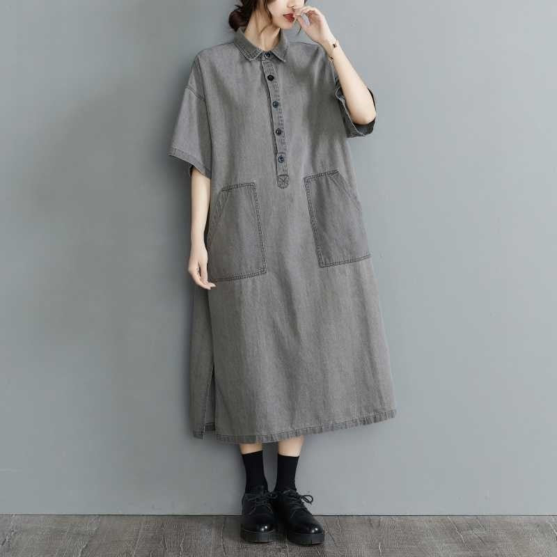 Split Hem Denim Dress