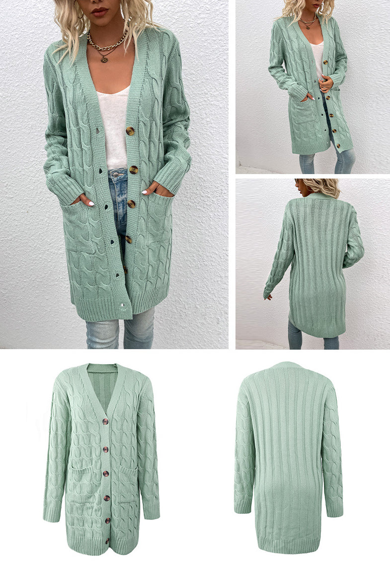 Casual Twist Design Long Cardigan Sweaters for Women