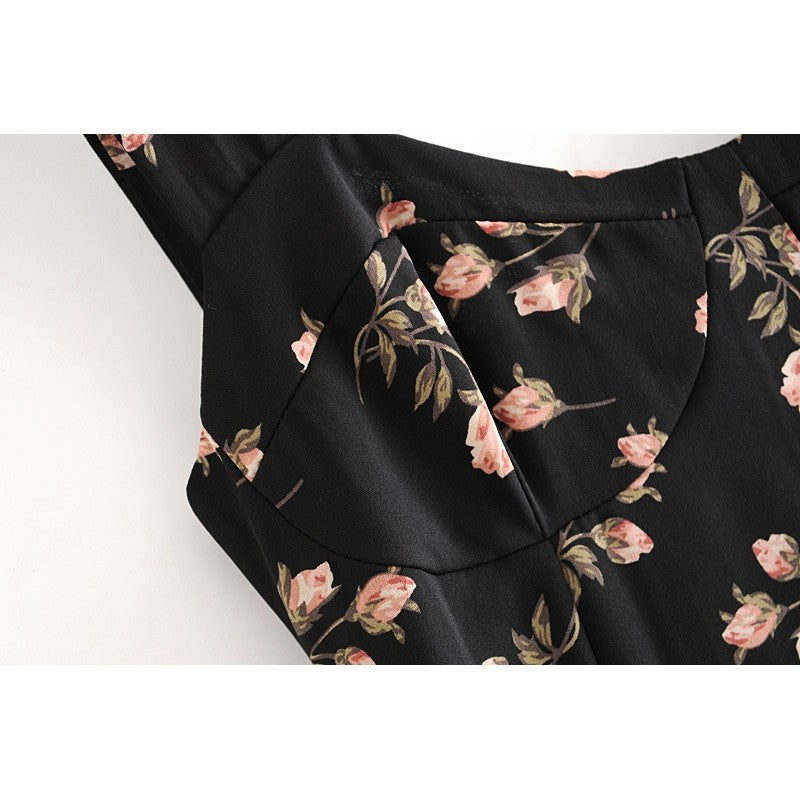 Printed Waist Hem Sexy Slit Tank Dress